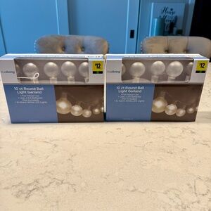 NIB-(2) Trueliving Battery Operated Round Ball Light Garland